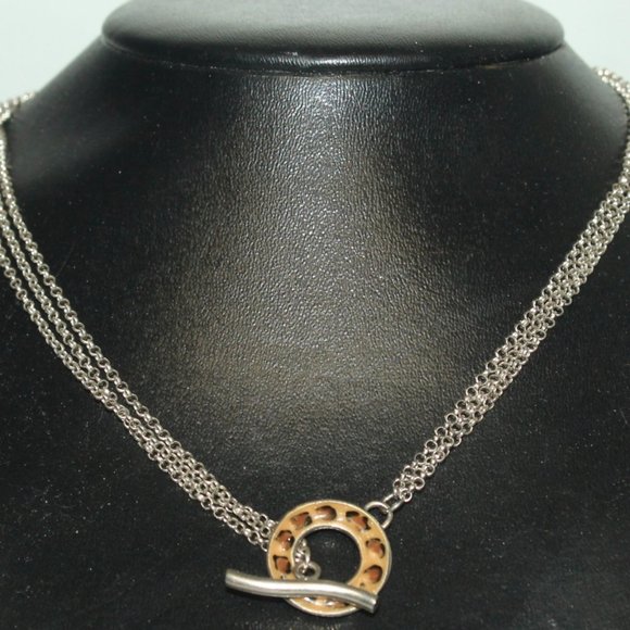 925 Sterling David Sigal Canada Leopard Enamel 3 Strand Toggle 18" Chain
